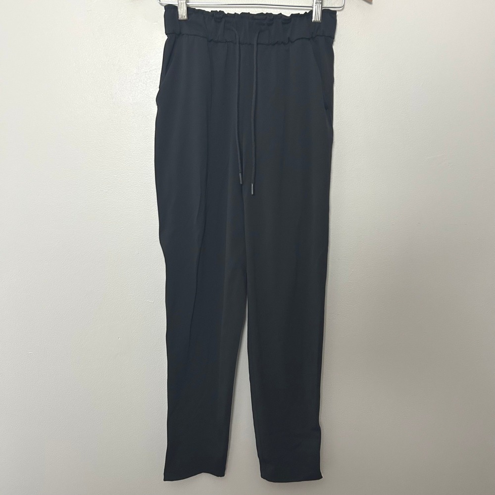Lululemon Keep Moving Pants Womens 4 Black High Rise 7/8 Luxtreme Drawstring - Picture 2 of 10